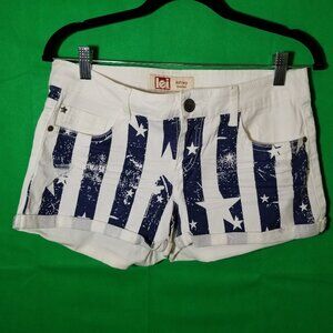 Vintage Y2K 90s LEI Junior White Shorts Size 9 USA Stars and Stripes